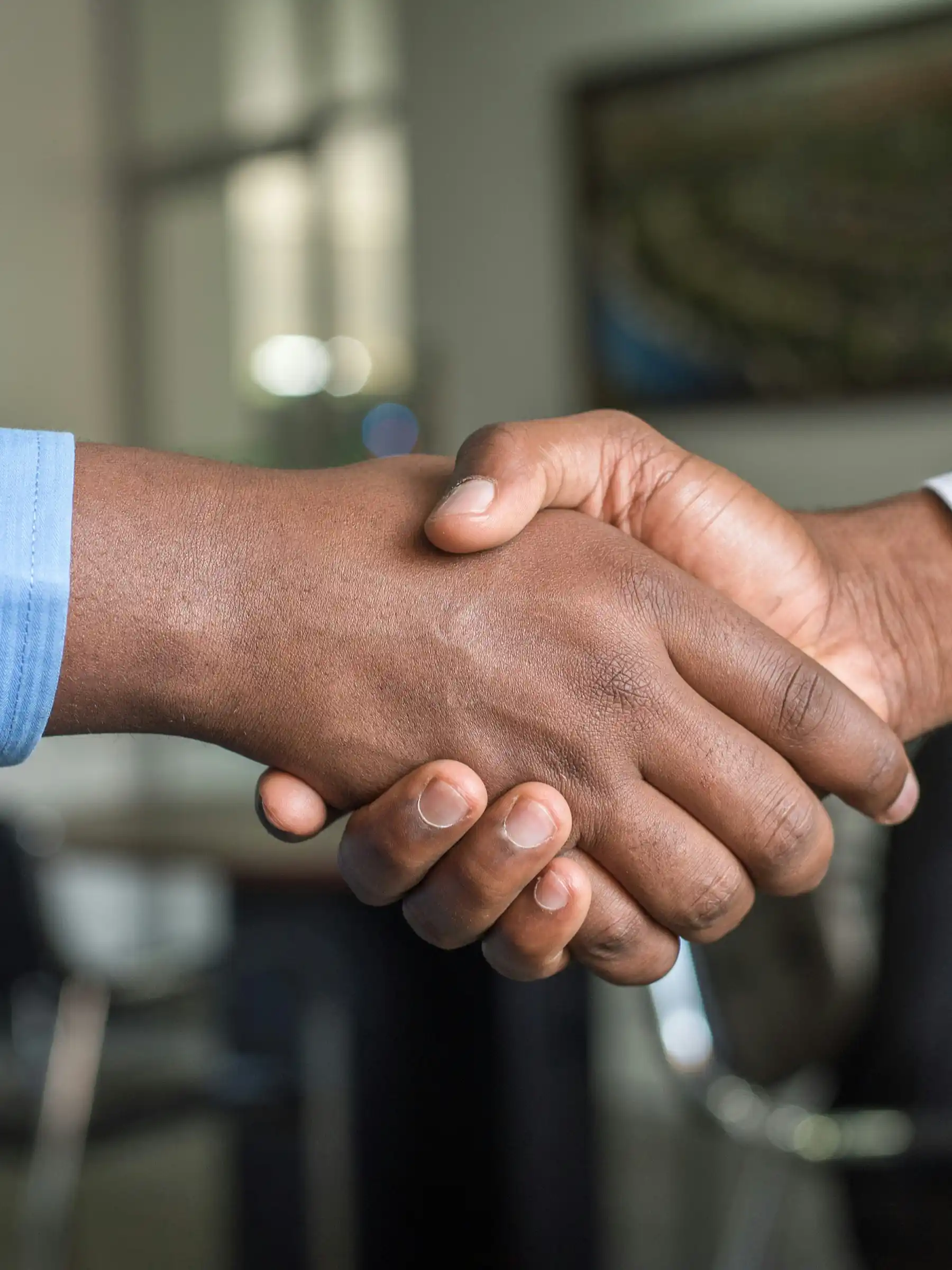 Two people shaking hands after an agreement